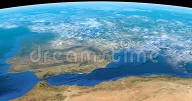 从太空看西班牙和摩洛哥北部